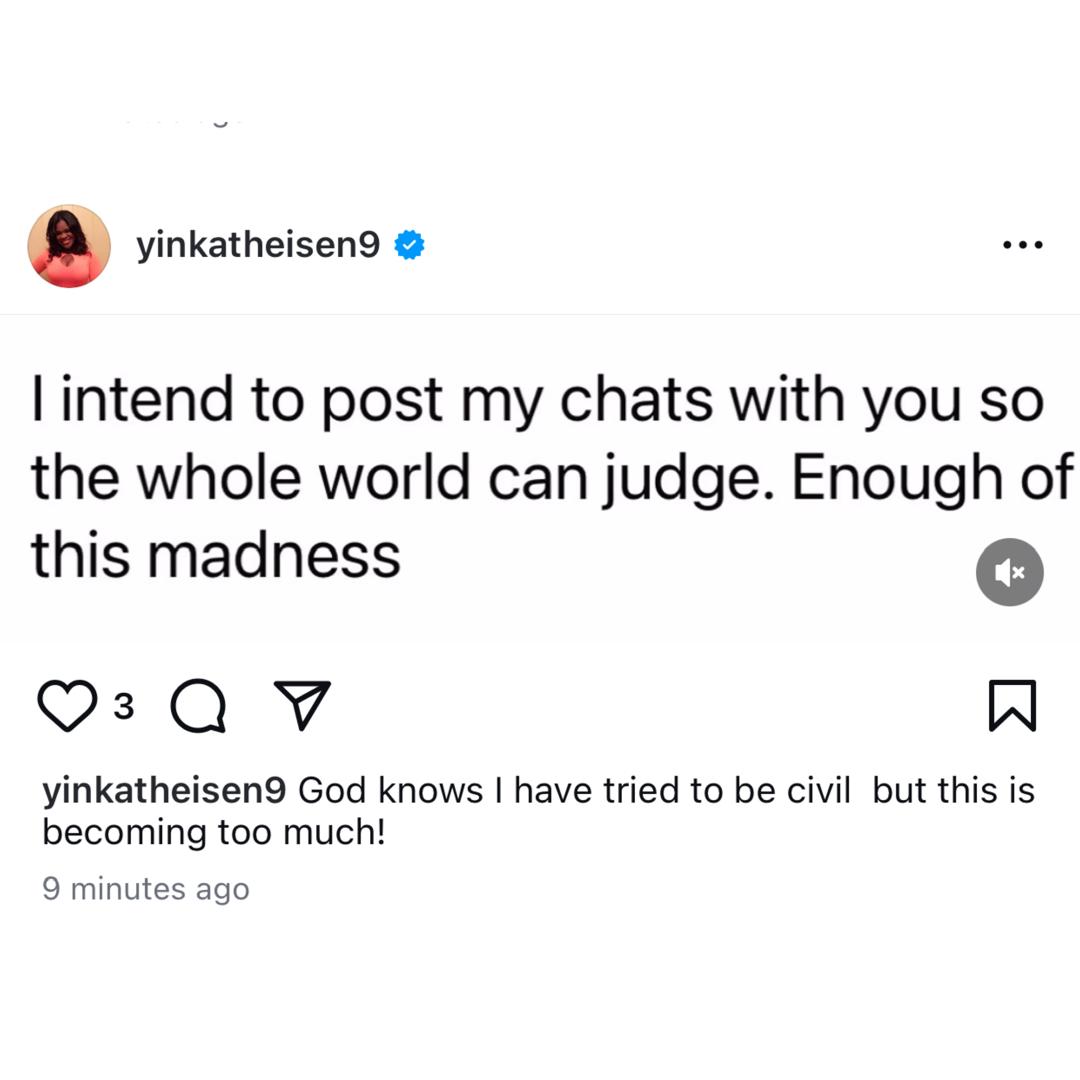 Linc Edochie wife, Yinka, releases May Edochie?s number online; accuses the businesswoman of distributing her number to fans